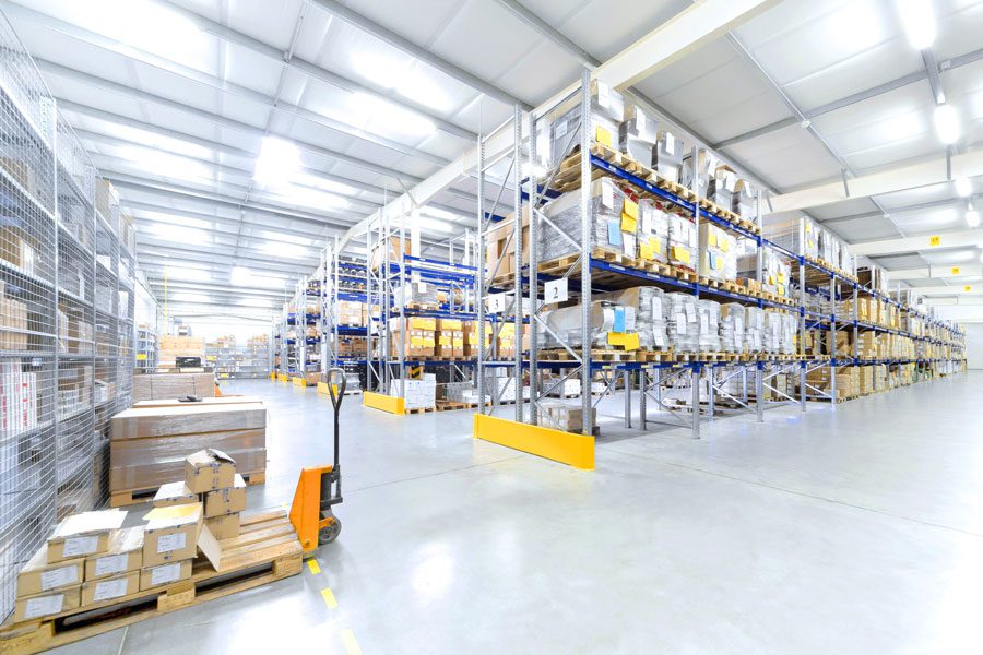 Warehouse interior with clean floors