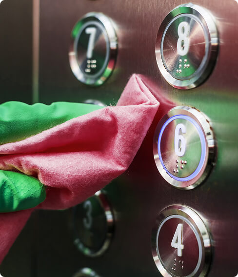 Cleaning elevator buttons