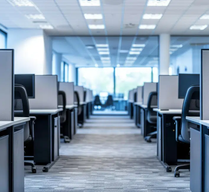 row of clean cubicles