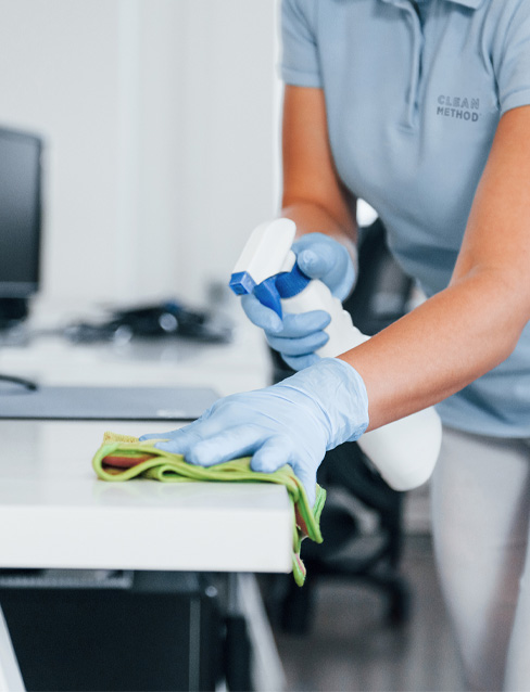 Cleaning office desk